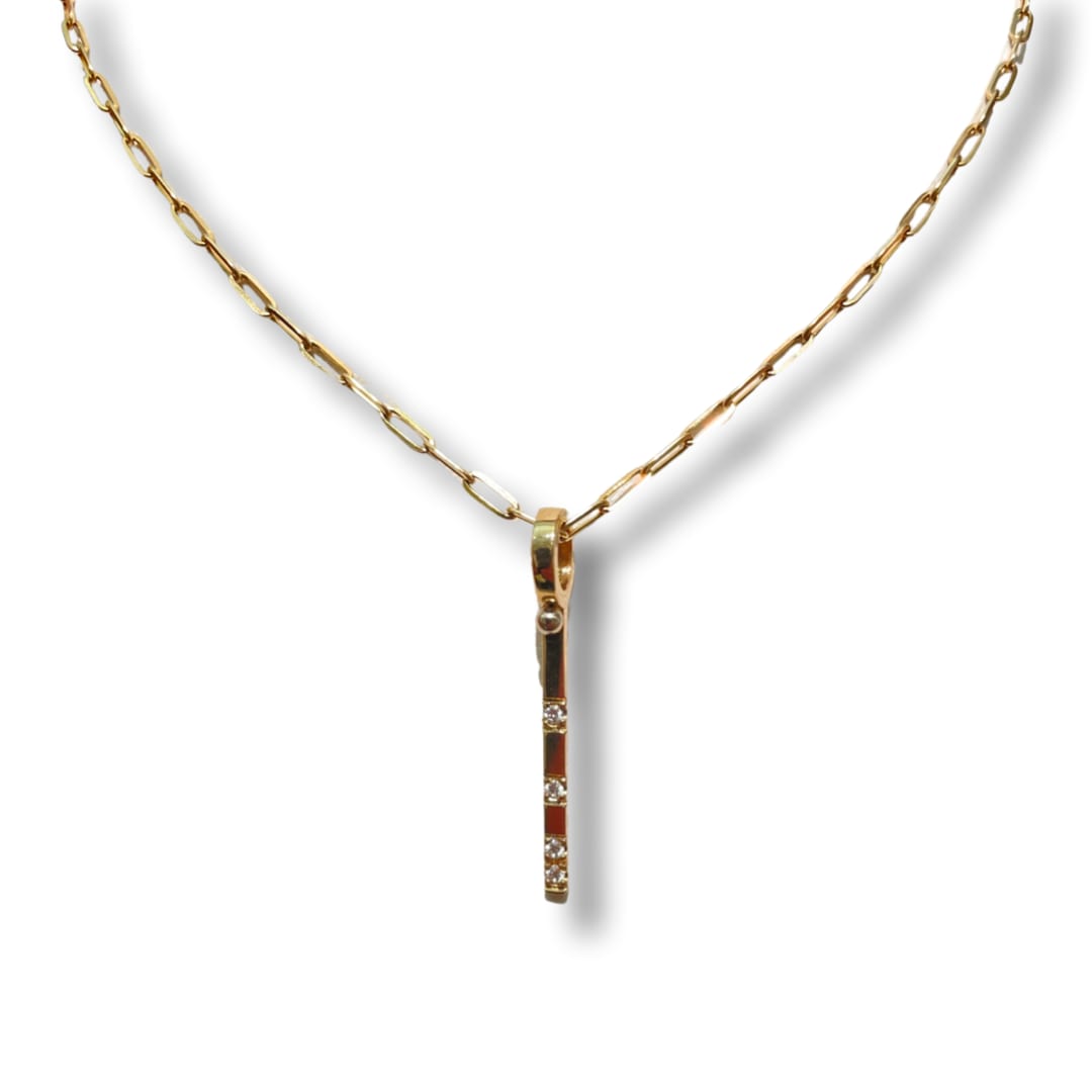 Lauren Chisholm, 4 Diamond Medium Bar Charm 14k, 18kw