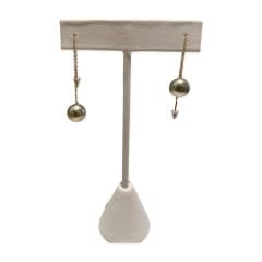 Sasha by Alexander, Thread Green Tahitian Pearls Earrings, 18k gold