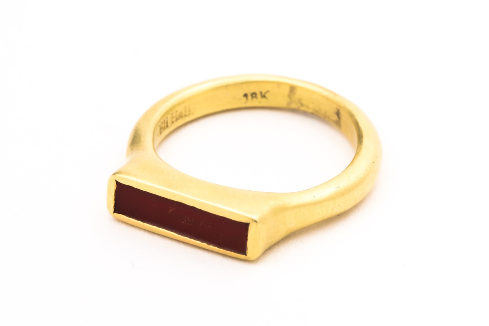 Eli Halili, 18K Gold Ring Set w/ Rectangular Carnelian