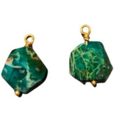 Marki Knopp, Chrysocolla Faceted Stone Drops Wrapped in 22K Gold