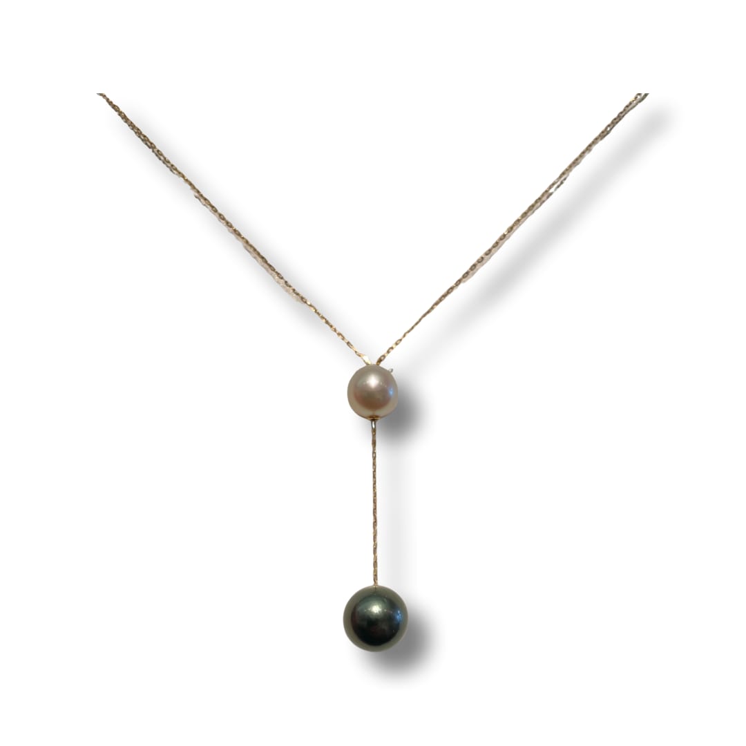 Sasha by Alexander, Tahitian and White South Sea Pearl Lariat Necklace, 18k gold