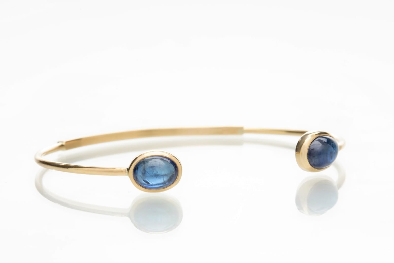 Nayla Shami, 18K Gold Bracelet w/ Two Oval Cabochon Sapphires