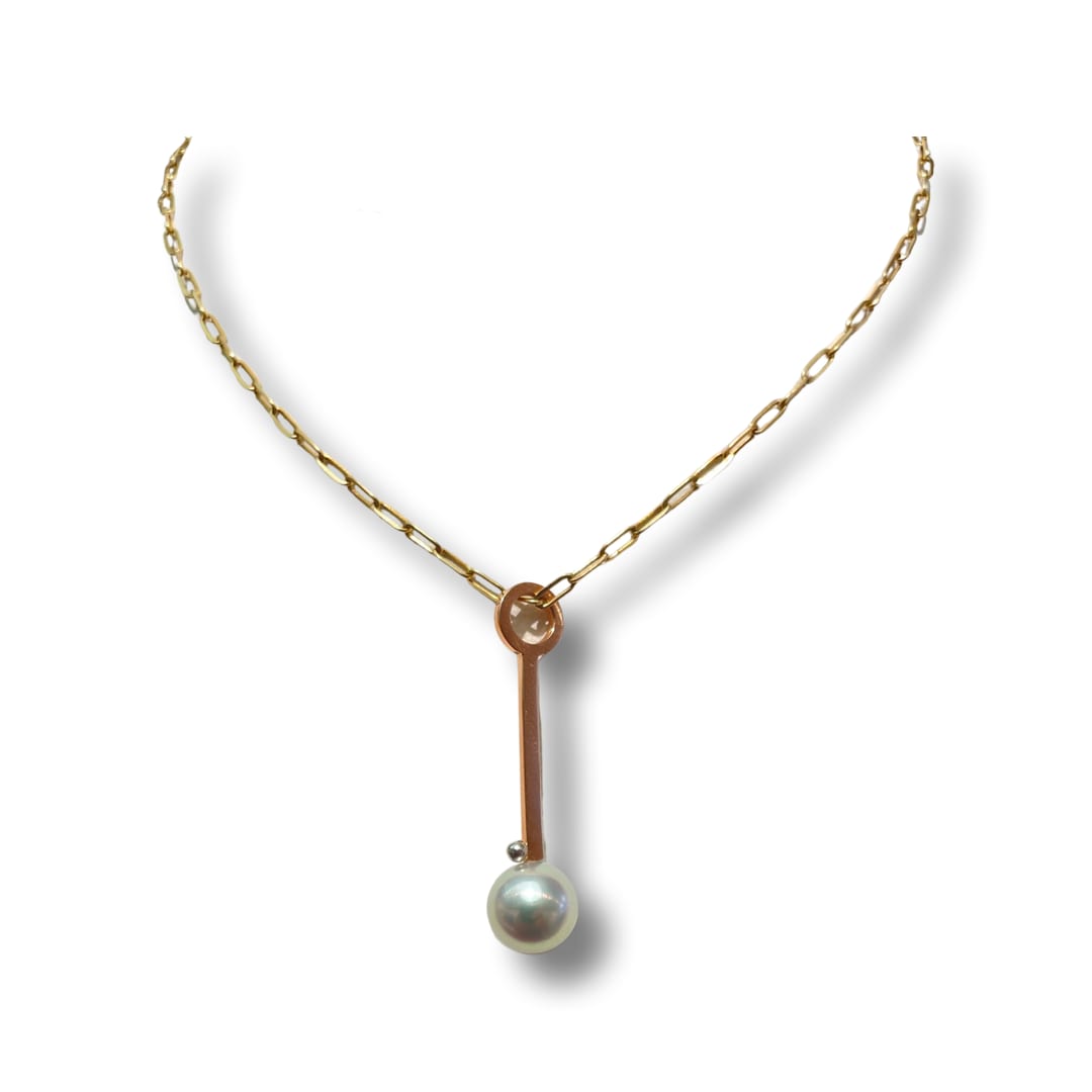 Lauren Chisholm, Grey Akoya, Medium Charm, 14kr, 18kw