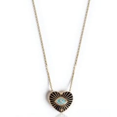 Nayla Arida, Black & Turq Enamel Heart Eye Necklace