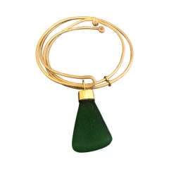 Marki Knopp, Green Sea Glass Necklace w/ 22K Gold Cap