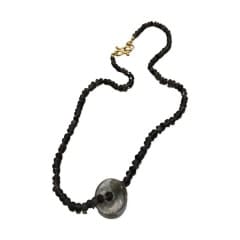 Marki Knopp, Faceted Labradorite Necklace, Strung & Knotted Silk Cord, Rutilated Quartz Bead