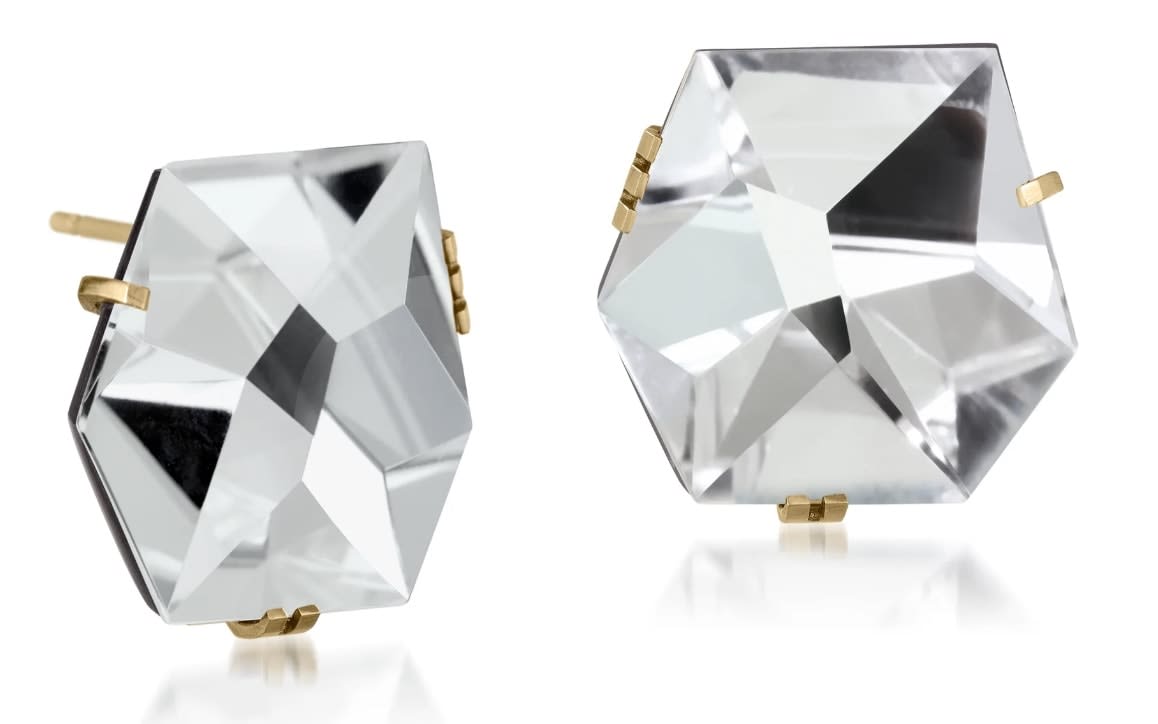 Elizabeth Garvin, Clear Crystalline Quartz Earrings on post