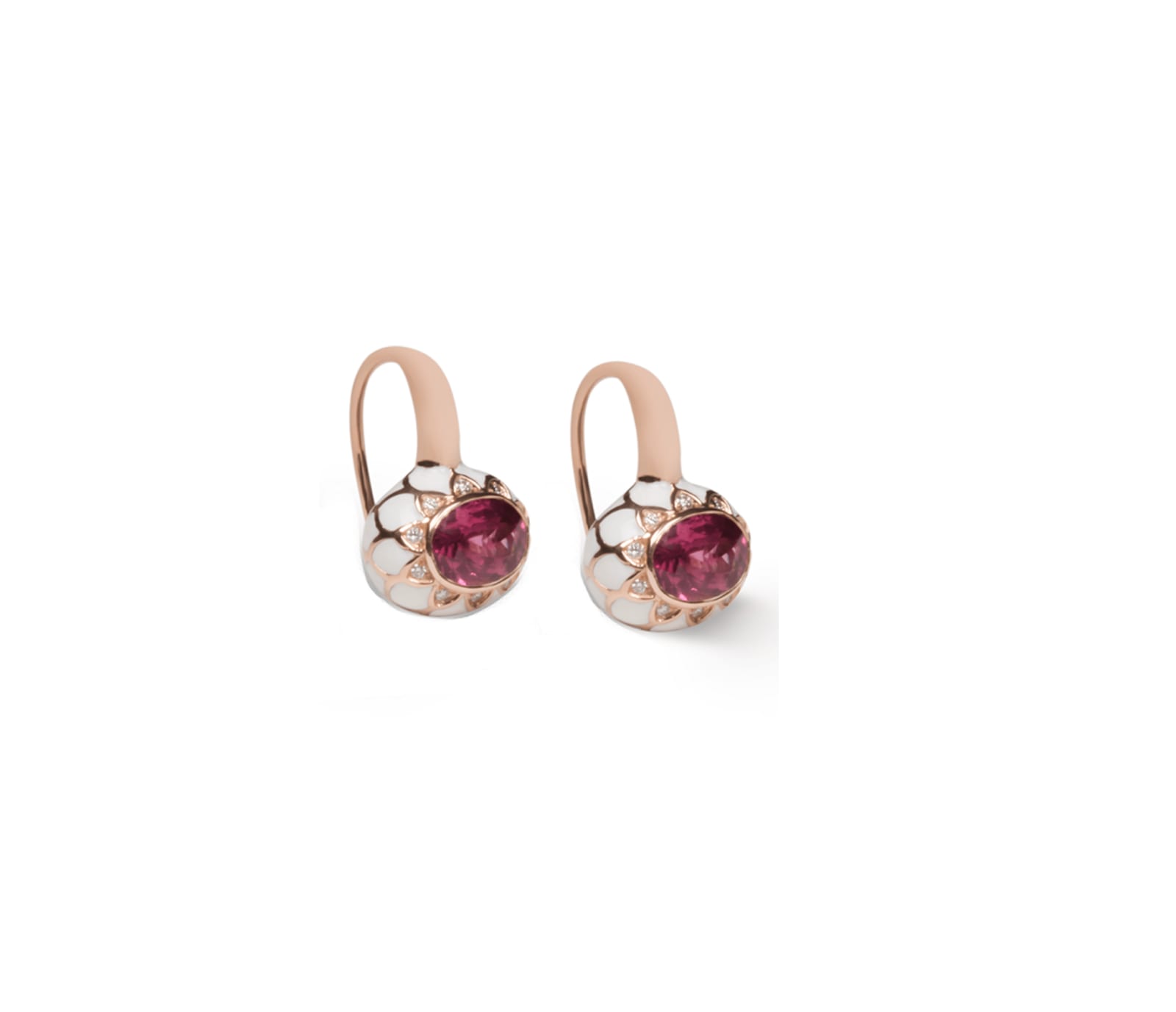 Nayla Arida, Pink Tourmaline White & Enamel Earrings