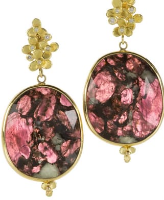 Barbara Heinrich, Bezel Wrapped Eudavalite Drop Earrings