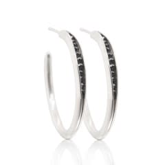 Timo Krapf, Sterling Silver Hoop Earring w/ Black Diamond Rondels