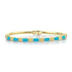 Sloane Street, SS Turq Baguette Bracelet w/ Strie & White Dia Detail