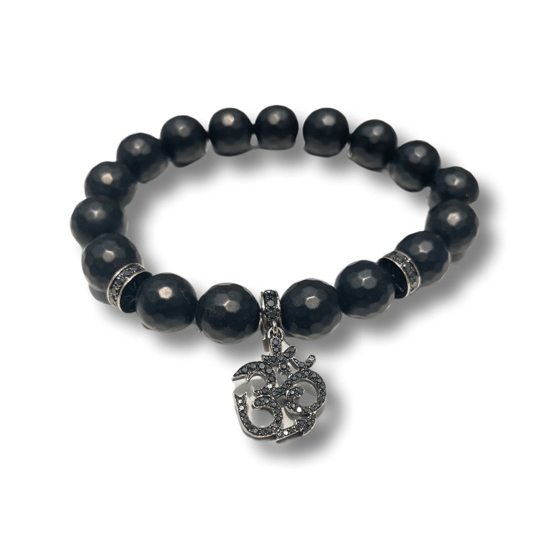 Loree Rodkin, Pave OM Charm/2 Pave Rondelles Bracelet 15mm