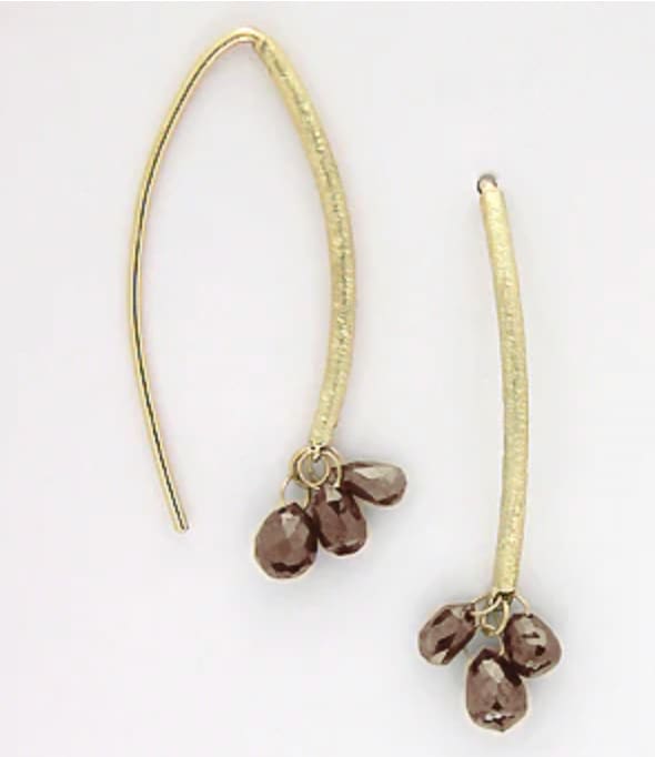 Barbara Heinrich, Navette Earrings with Brown Diamond BriolettesDrops