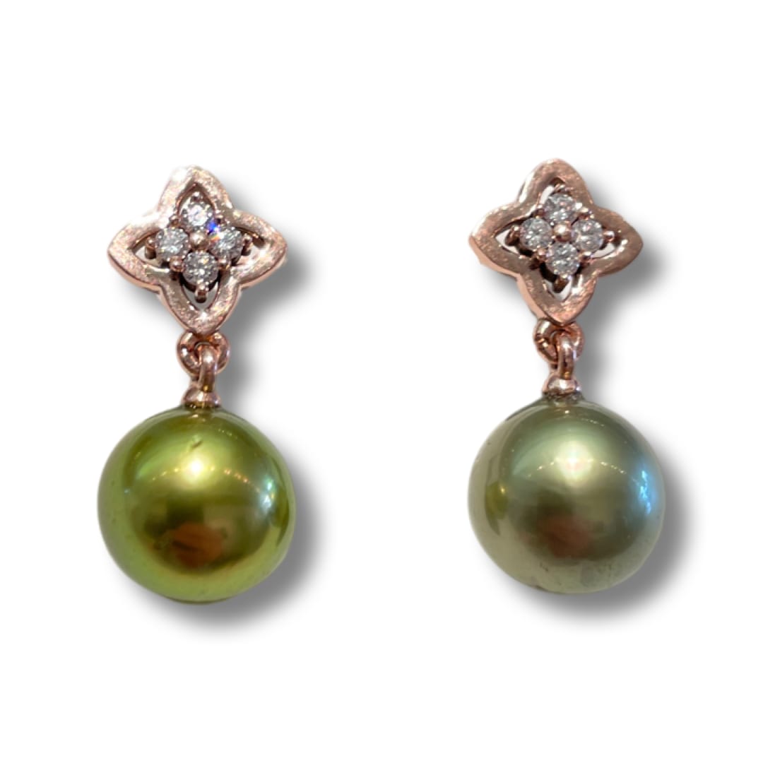 Sasha by Alexander, Earrings with Tahitian Pearls and Diamonds