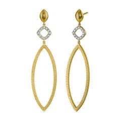 Sloane Street, Open Marquis Earring w/ White Dia Detail & Strie Post