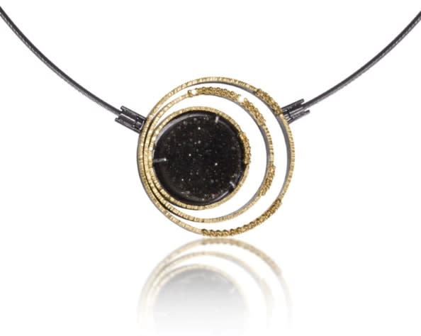 Elizabeth Garvin, Black Drusy Necklace with Yellow Diamonds