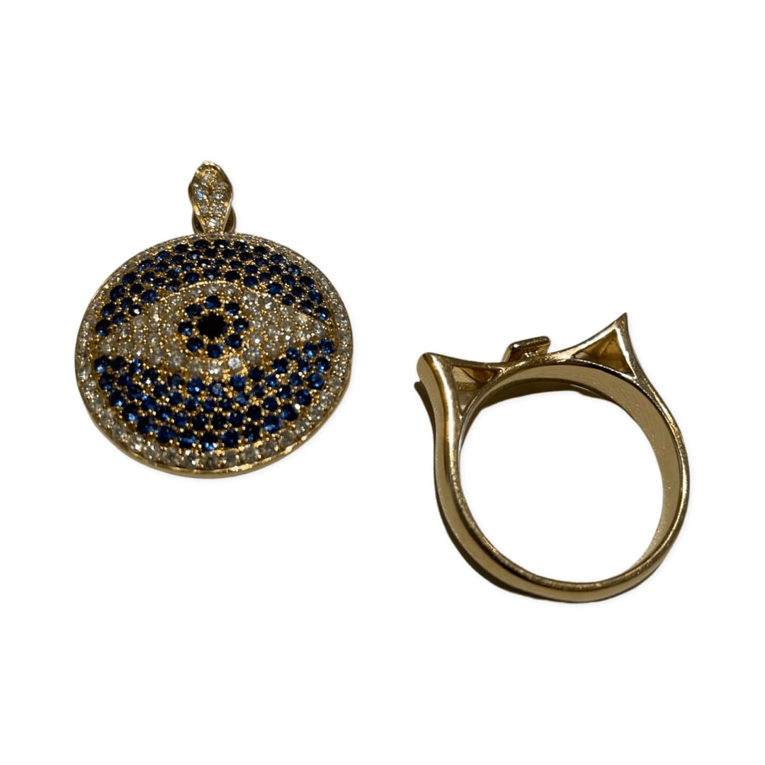Loree Rodkin, Pave Evil Eye Convertible Ring / Pendant