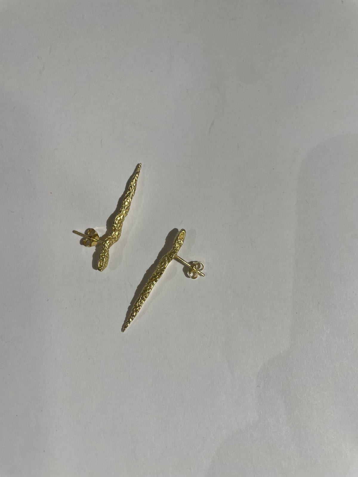 Heather Benjamin, Carved & Cast Small Gold Plated Snake Earrings