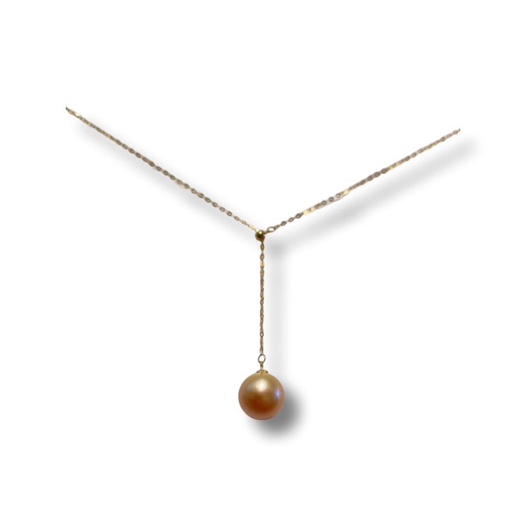 Sasha by Alexander, necklace lariat 18k gold chain with gold south-sea pearl