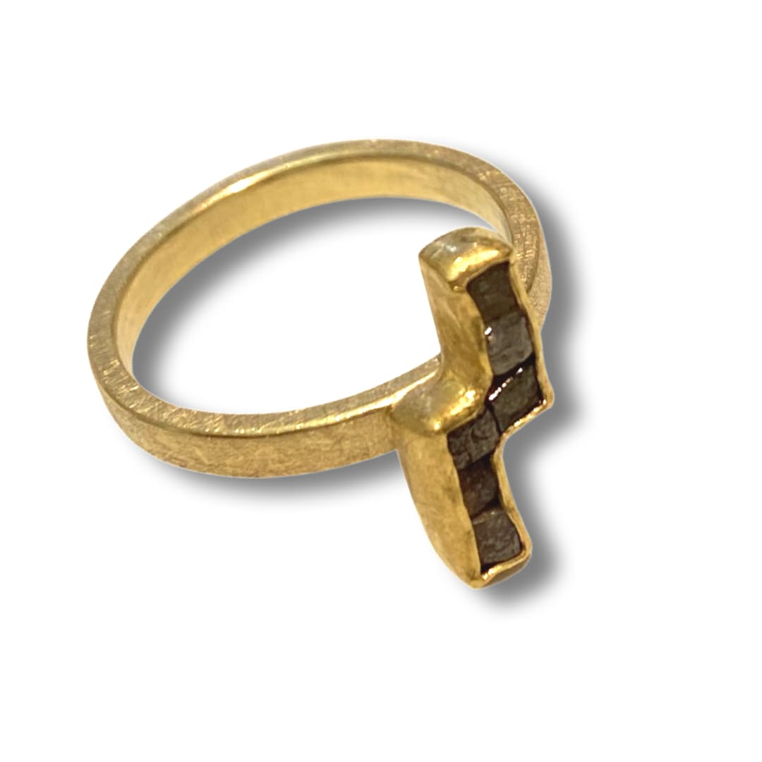 Petra Class, 6 Diamonds Cubes Ring, 18/22K Gold