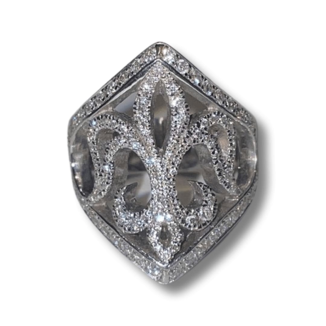 Loree Rodkin, Small Pave Pointed Fleur-De-Lis Ring