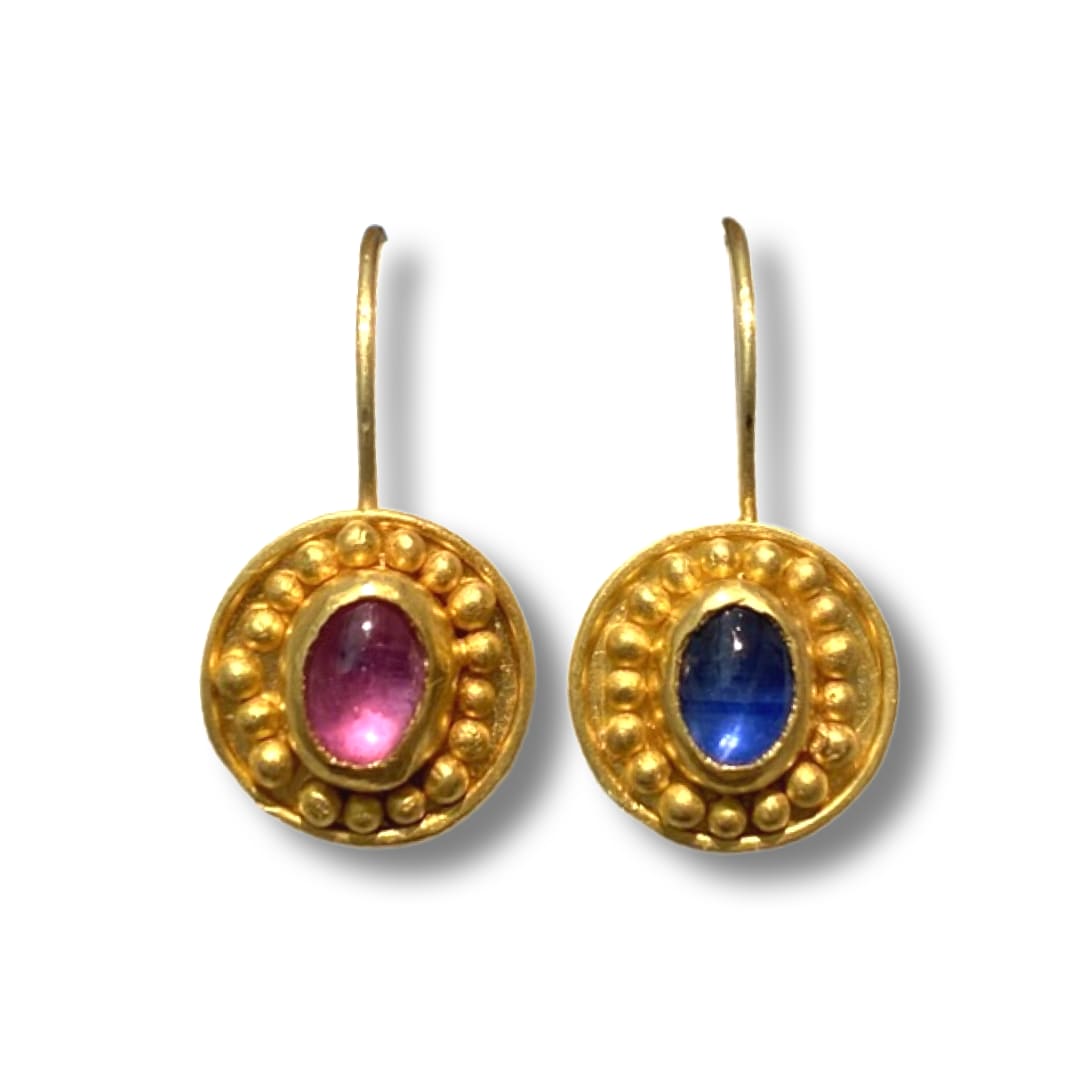 Marki Knopp, Pink & Blue Sapphire Stones Earrings