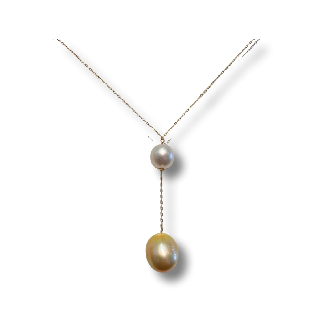 Sasha by Alexander, Golden South Sea and White South Sea Pearl Lariat, 18k gold