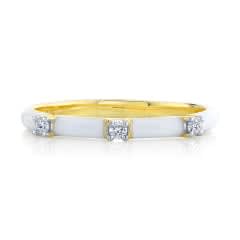 Sloane Street, White Enamel Band w/ White Dia Detail