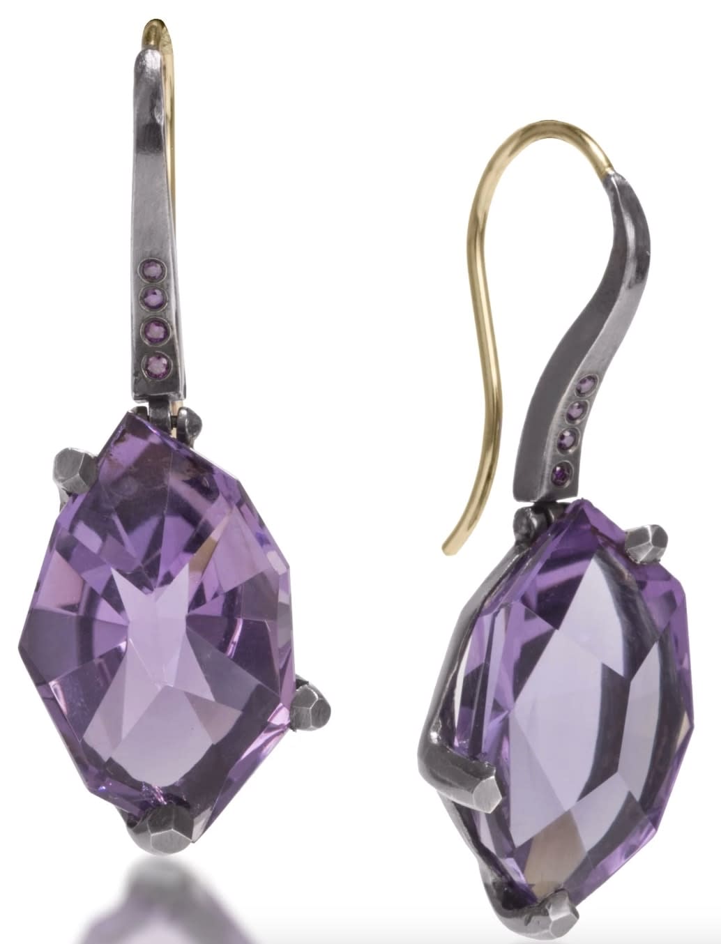 Elizabeth Garvin, Amethyst Earrings with Diamonds