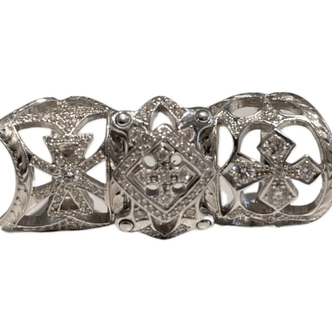 Loree Rodkin, Pave Baby Cross Bondage Ring - 2 Bands Version