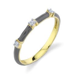Sloane Street, Dark Gray Enamel Band w/ White Dia Detail