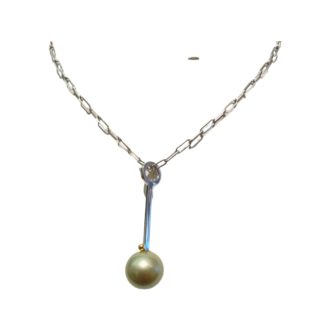 Lauren Chisholm, Pistachio Tahitian Pearl Charm medium 14kw, 18k