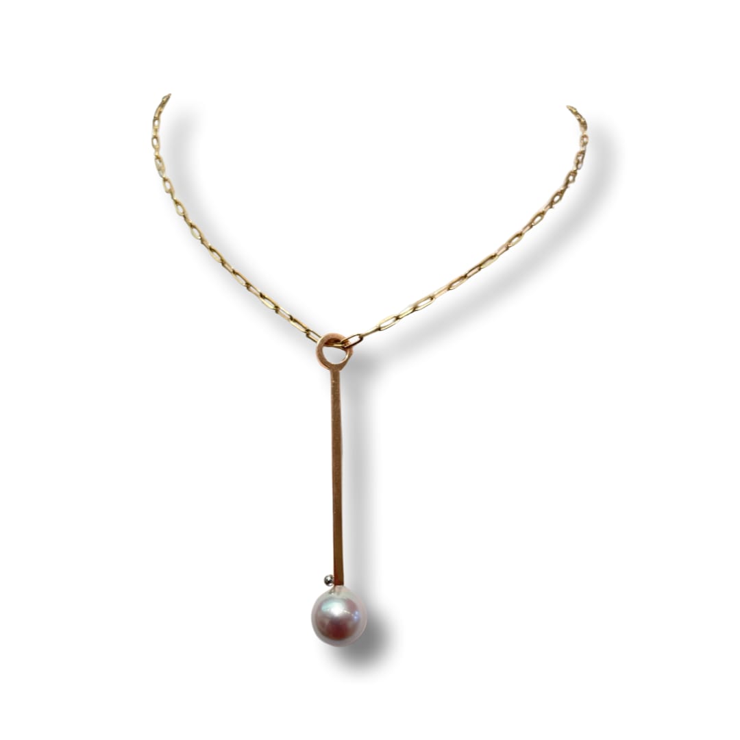 Lauren Chisholm, Silver Akoya Pearl, Long Charm 14kr, 18kw