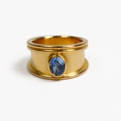 Nanci Modica, Wide Cigar Ring w/ Oval Blue Sapphire