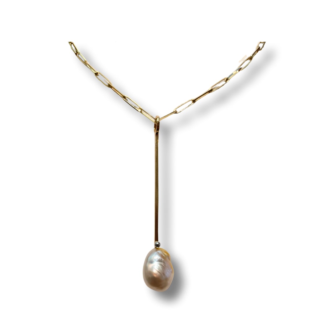 Lauren Chisholm, Baroque Myanmar Pearl, Long Charm 14k, 18kw