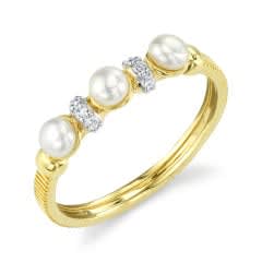 Sloane Street, White Pearl & White Dia Ring, 18K YG
