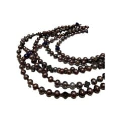 Sasha by Alexander, Freshwater Black Peacock Pearl Necklace with Hematite and Kyanite, very long
