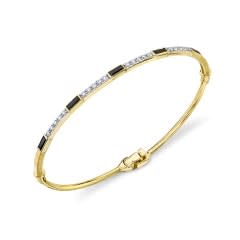 Sloane Street, Black Spinel Baguette Bracelet w/ White Dia