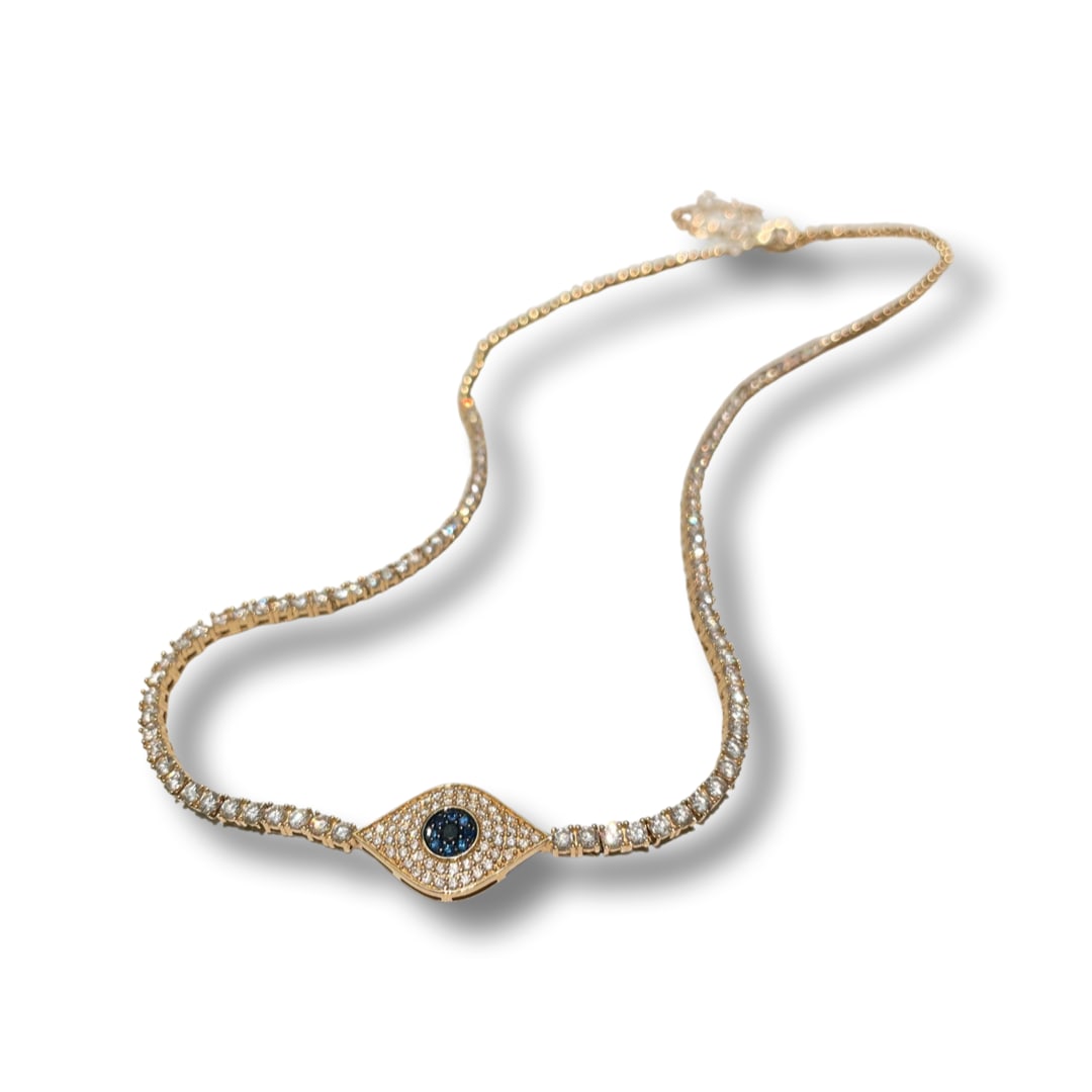Loree Rodkin, Prong Set Necklace/Evil Eye Center