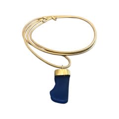 Marki Knopp, Blue Sea Glass w/ 22K Gold Cap Necklace