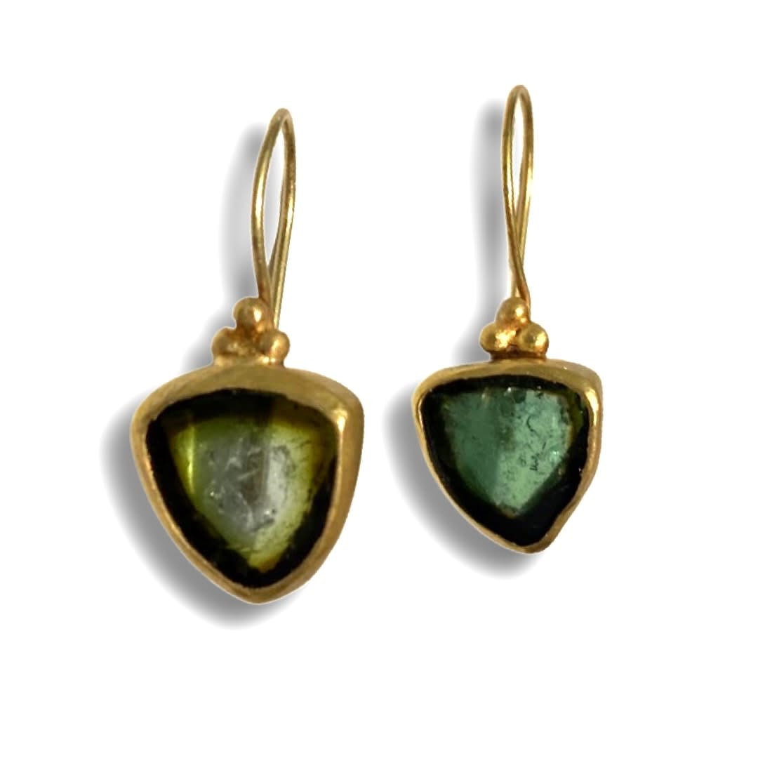 Marki Knopp, Watermelon Tourmaline Slices & Window Frame Earrings