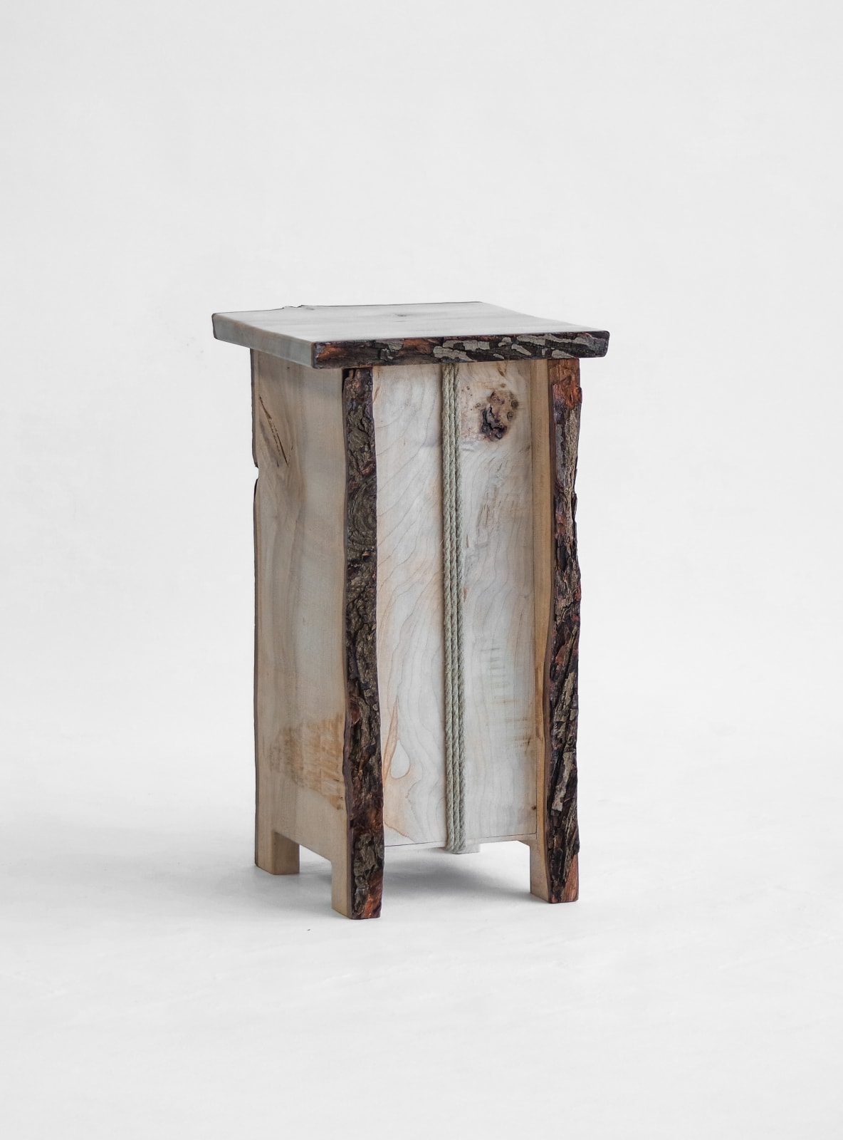 Willem Van Hooff, Ripped wood high stool, 2025