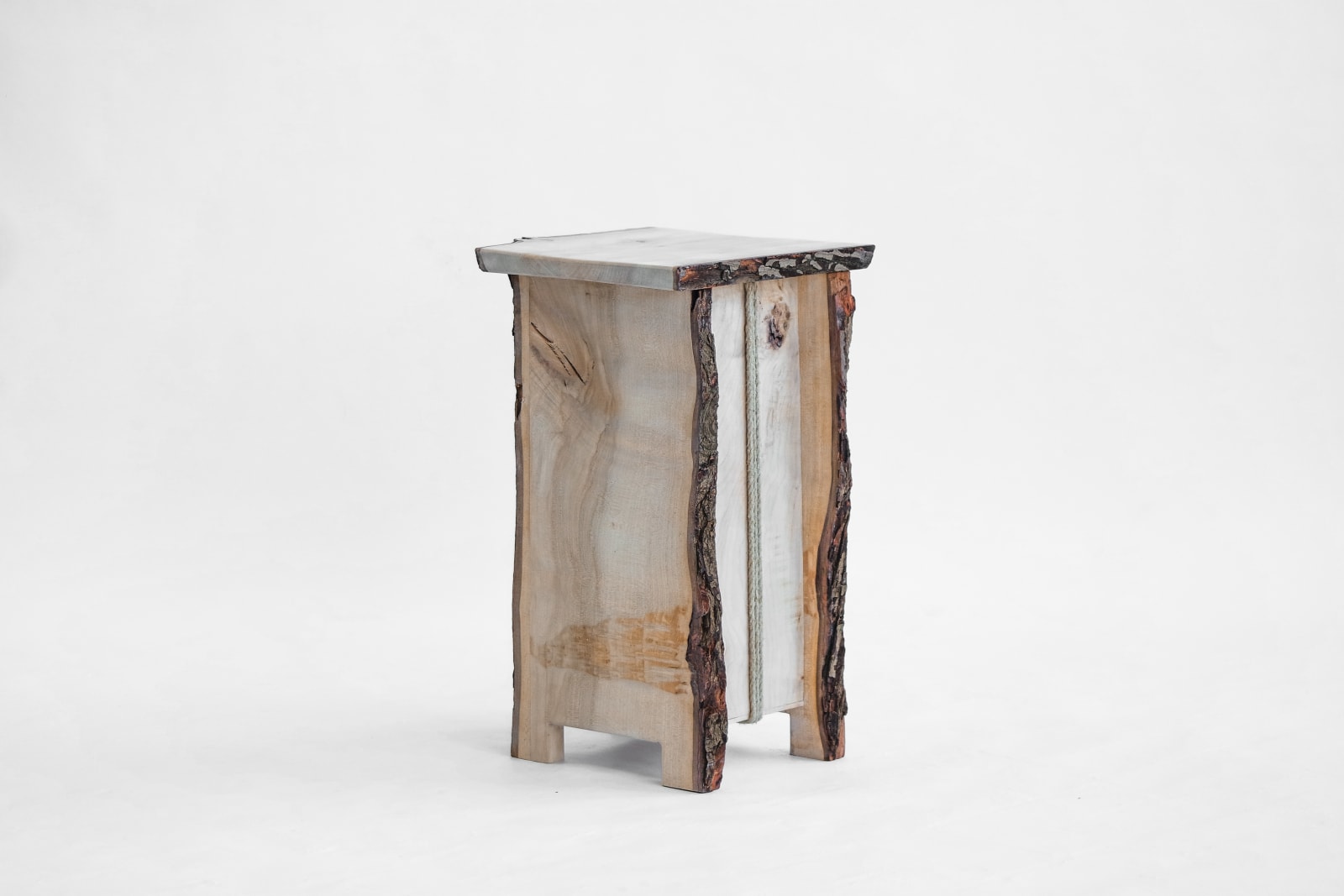 Willem Van Hooff, Ripped wood high stool, 2025