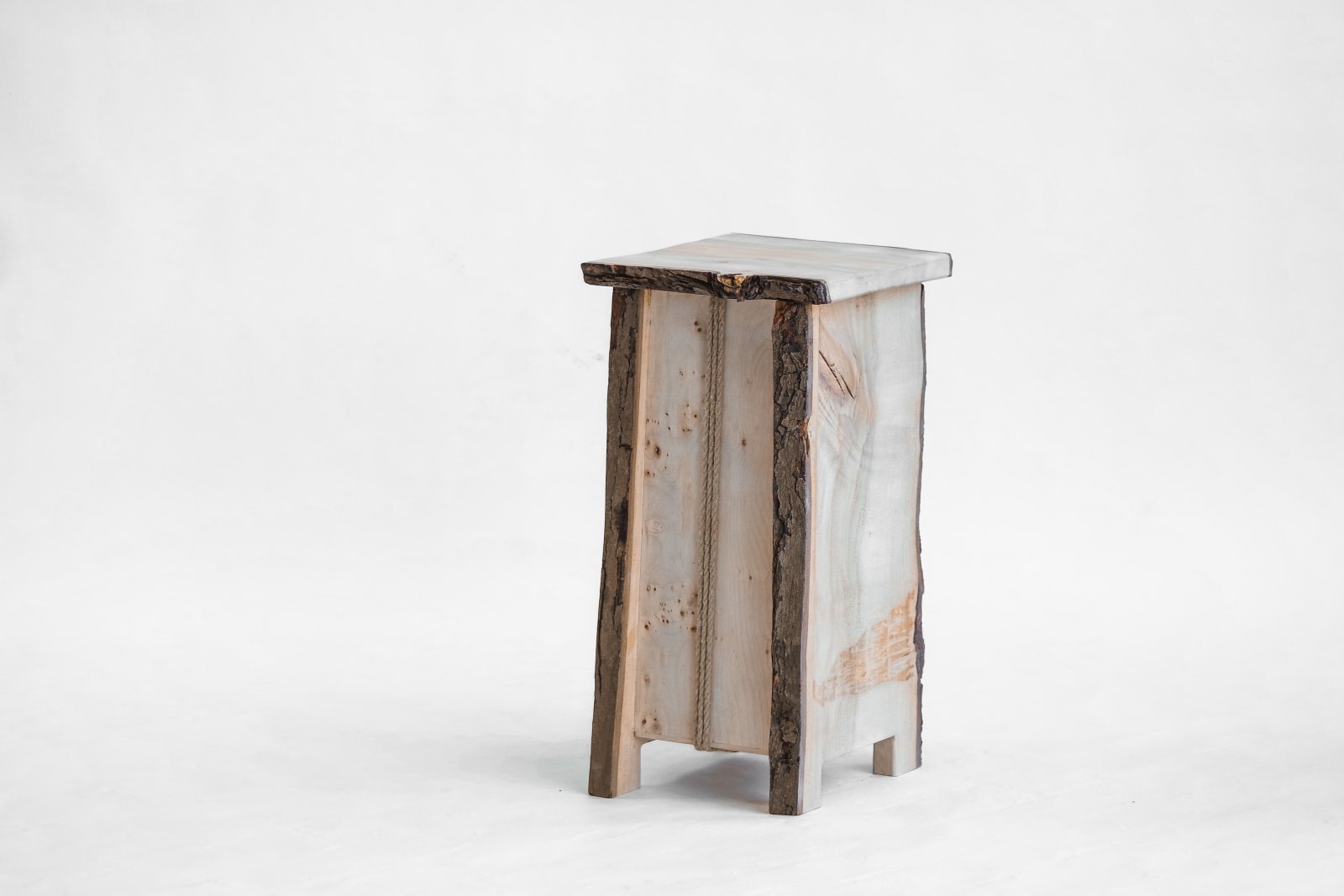 Willem Van Hooff, Ripped wood high stool, 2025