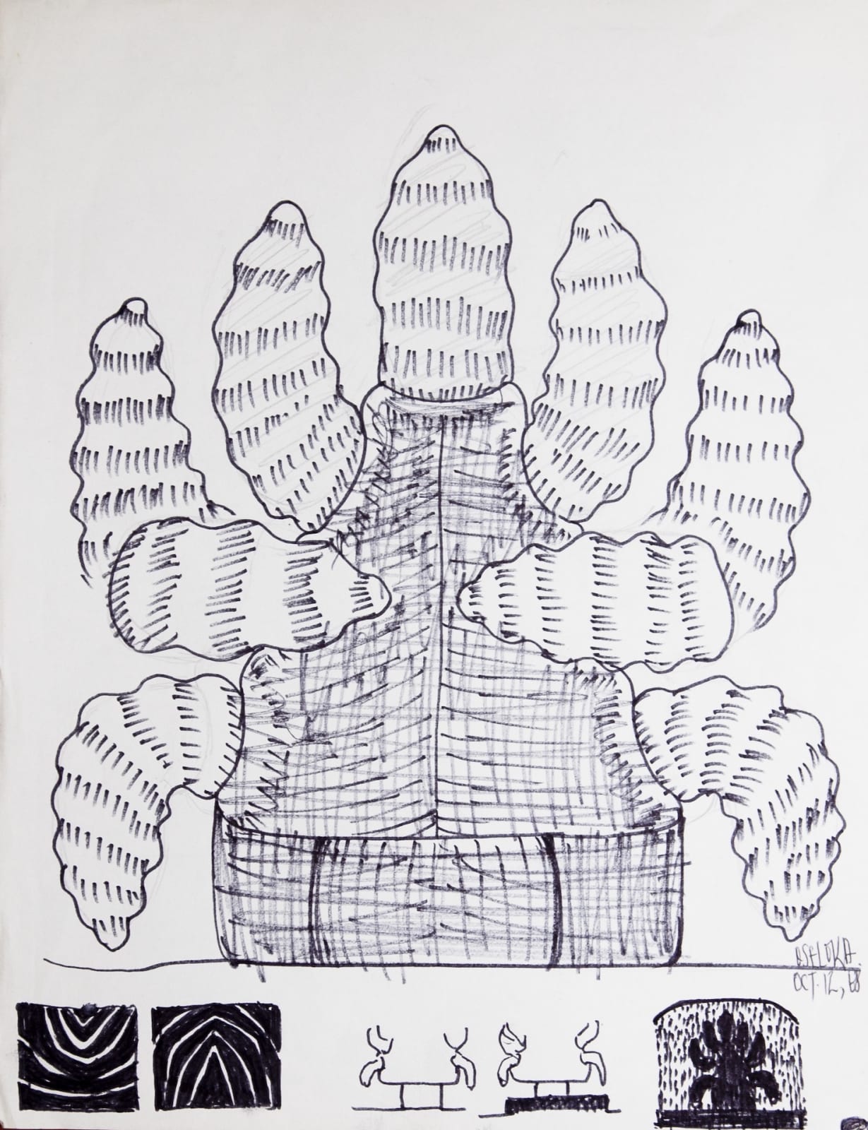 Oseloka Osadebe, Untitled, (Cactus), Uli Sketch, 1968