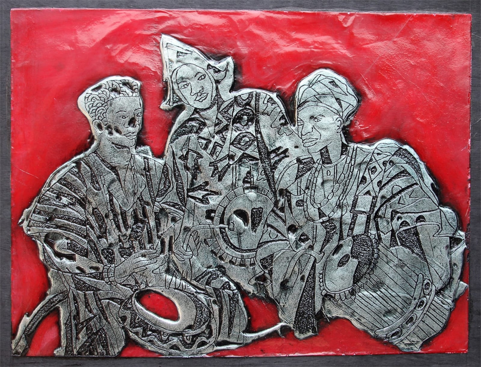 Ufuoma Onobrakpeya, TRADITIONAL DRUMMERS I , 2016