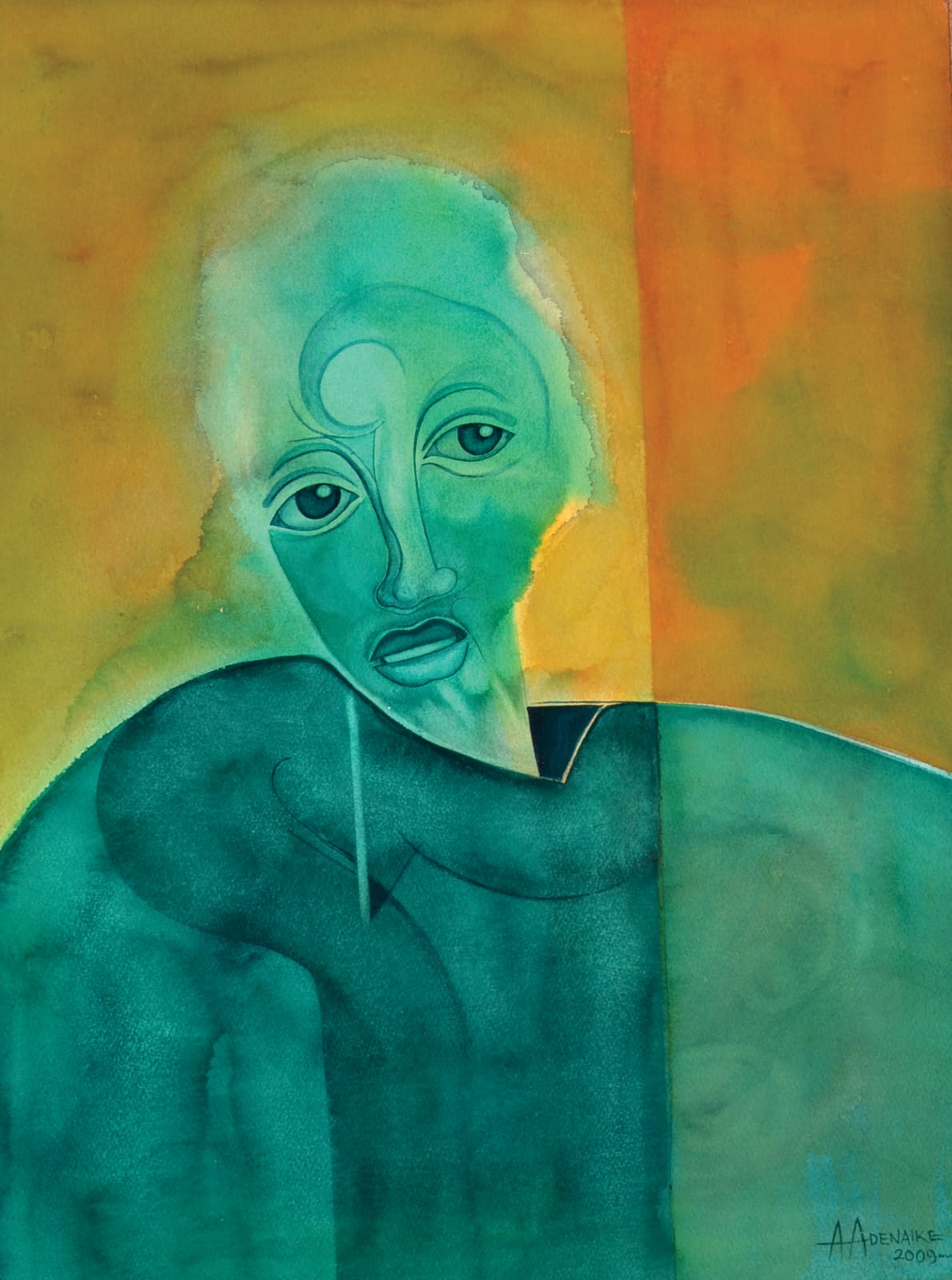 Tayo Adenaike, A Street Person clad in green , 2009