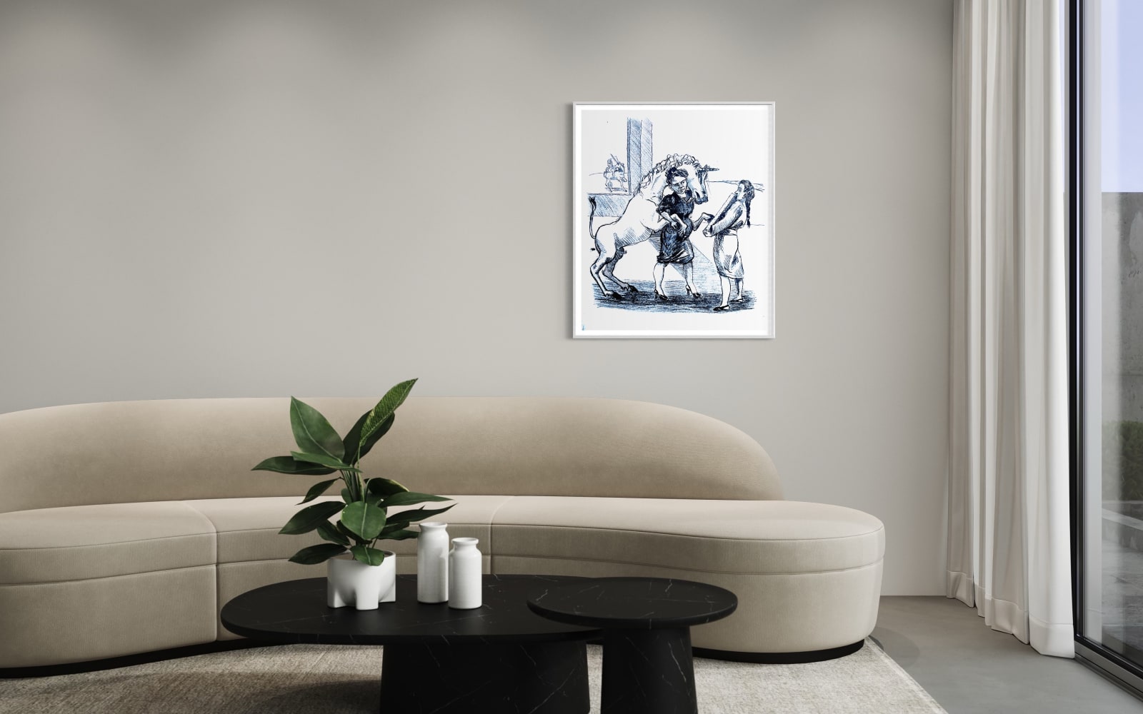 Paula Rego, Untitled (The Unicorn Artist b&w)