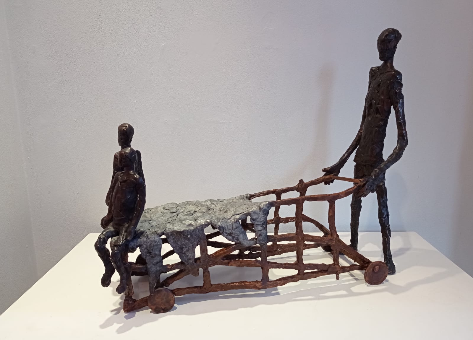 John Behan RHA, Boys Escaping Gaza on Trolley, 2024