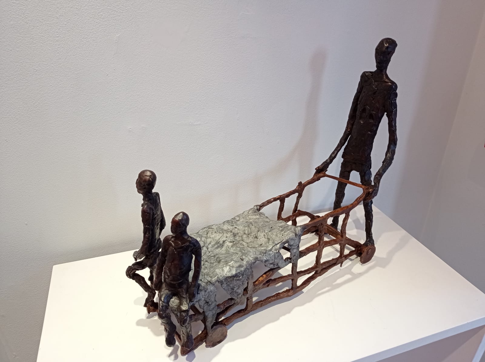 John Behan RHA, Boys Escaping Gaza on Trolley, 2024